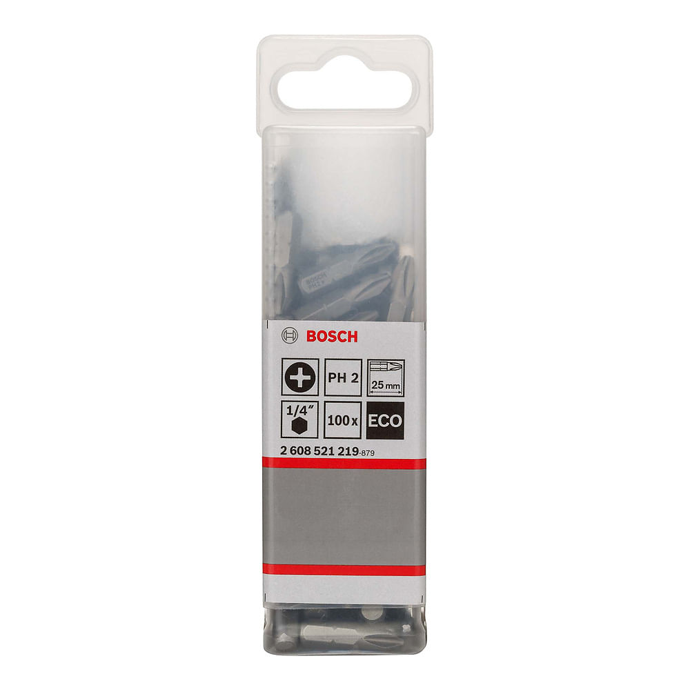 Kit com 100 Bits Phillips PH2 25mm Encaixe 1-4 Bosch 76325_0